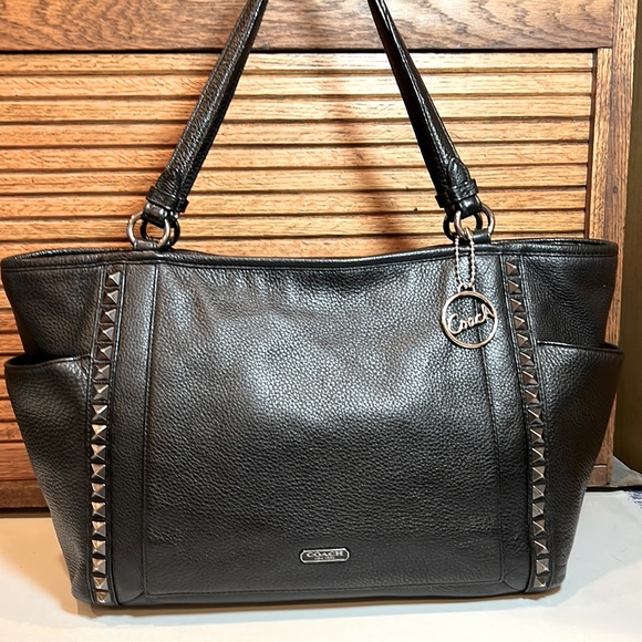 Coach Handbags - Coach Park pebble leather, Pyramid Stud Carrie Tote handbag, shoulder bag purse